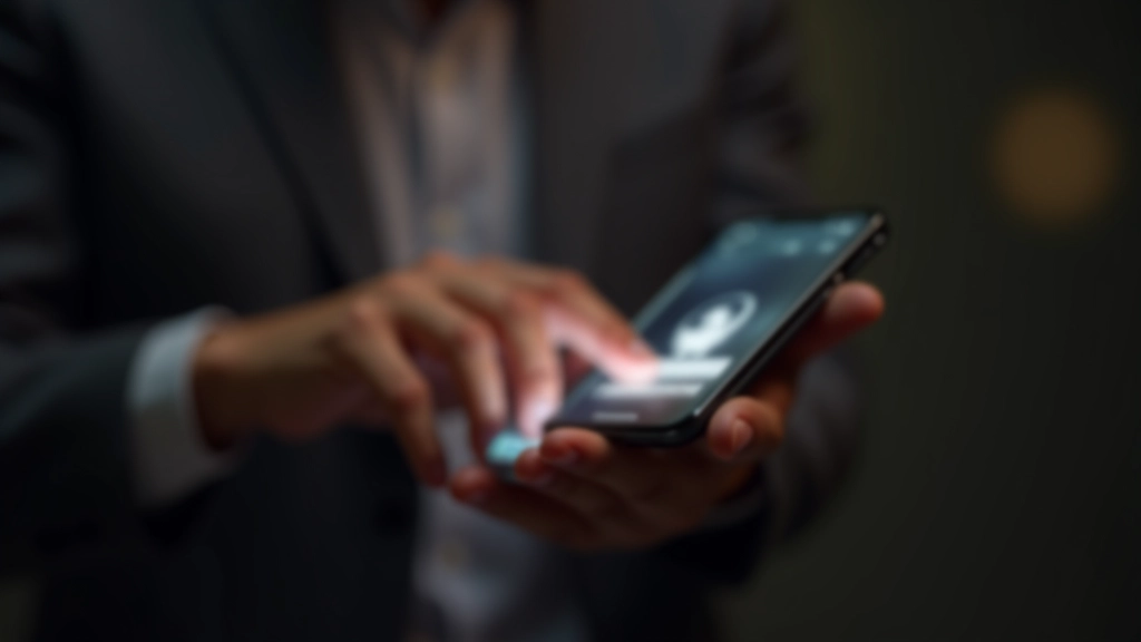 Mano che tocca schermo di smartphone mostrando notifiche di community, più membri online in tempo reale, interfaccia moderna di app, illuminazione soffusa, messa a fuoco selettiva sullo schermo